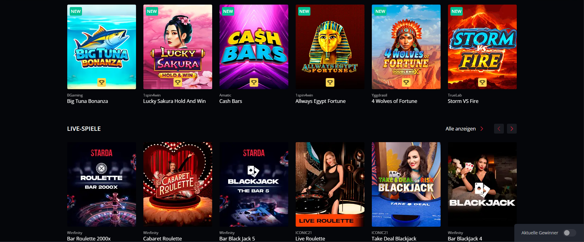 Casino Games Selection